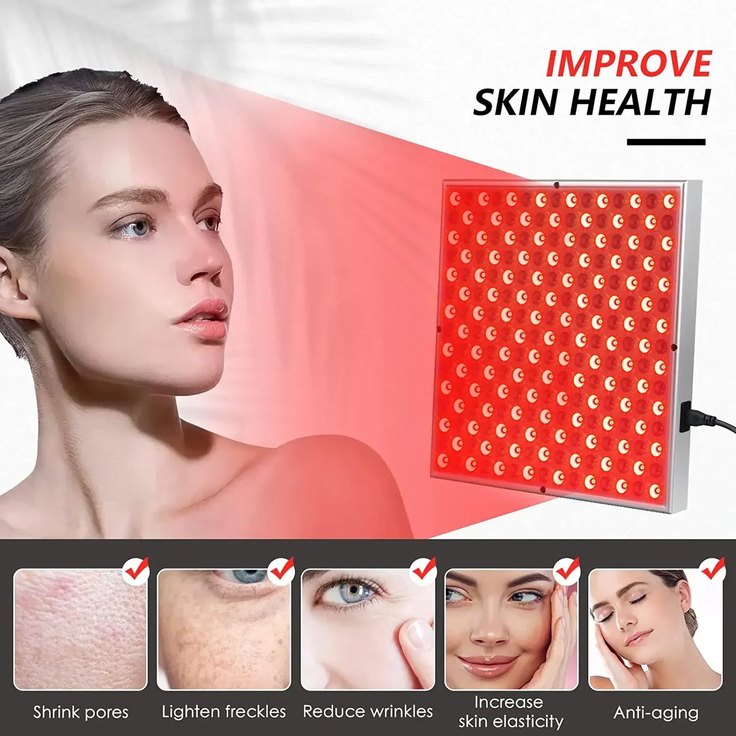 ZONGKUNG 45W Rotlicht-Therapiepanel – 225 LEDs (660nm & 850nm) für Schmerzlinderung, Hautpflege & Körperregeneration